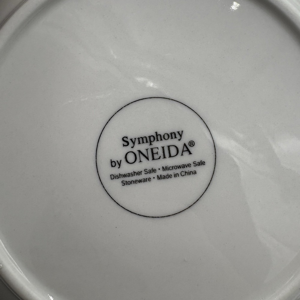 Oneida Symphony Bowls Wide Rimmed Soup Salad White 9"‎ Stoneware Lot Set of 4 - Picture 2 of 13